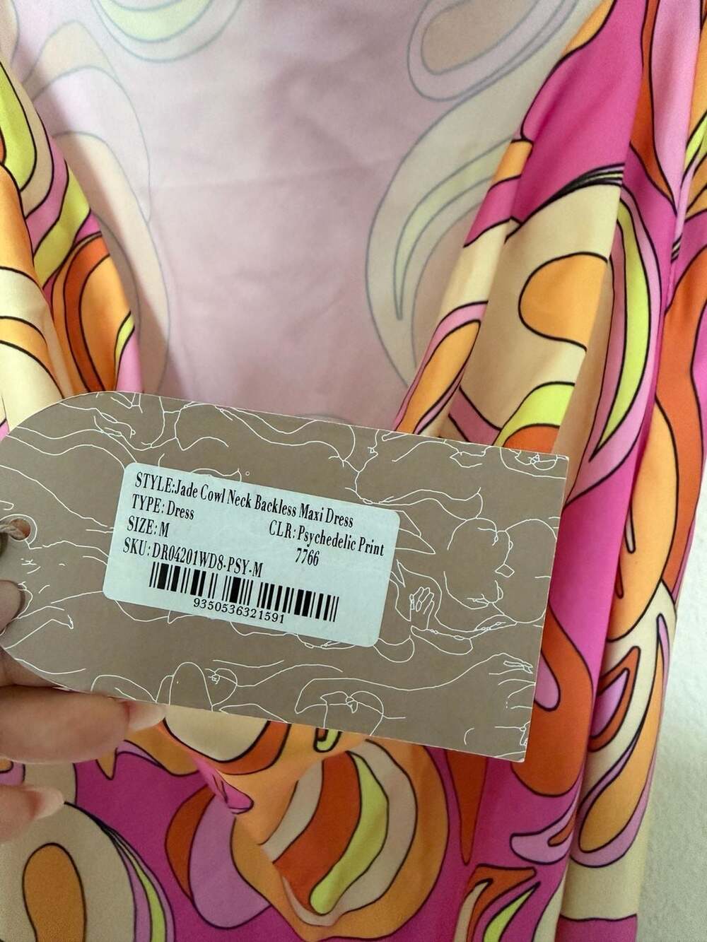 Meshki Jade Cowl Neck Backless Printed Maxi Dress with Side Slit Size M - Picture 7 of 7